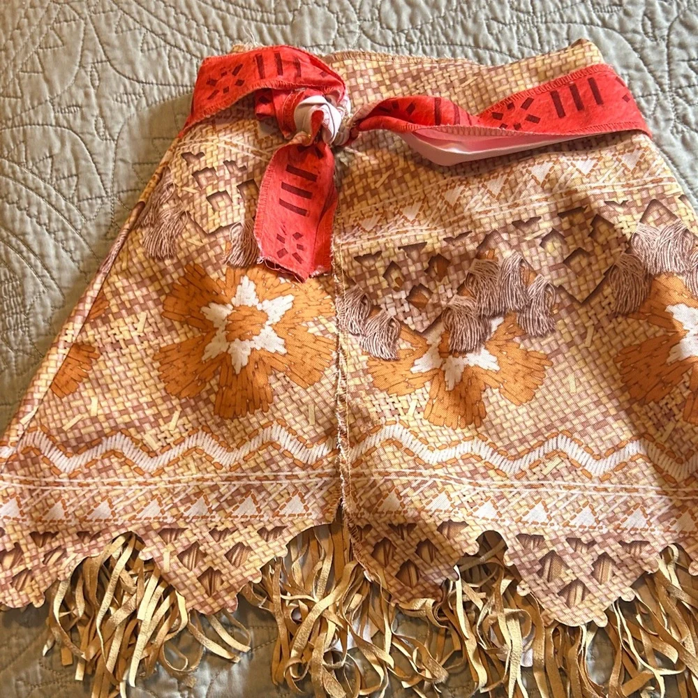 DISNEY MOANA W/LIGHT UP HOOK and Red and Tan Boho Fringe Strapless Dress - Picture 8 of 13